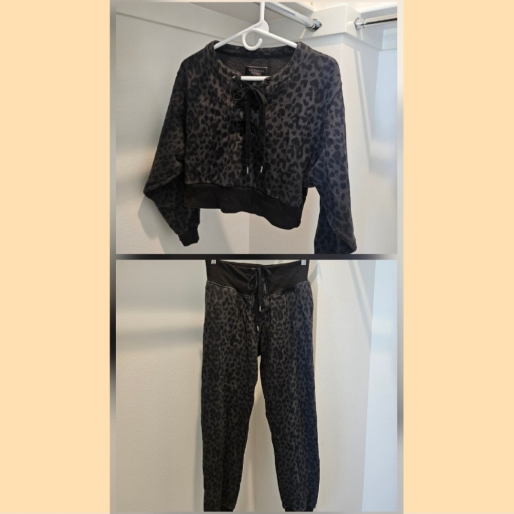 Victoria's Secret Leopard Print Lounge Set – Top (XS) & Joggers (M)